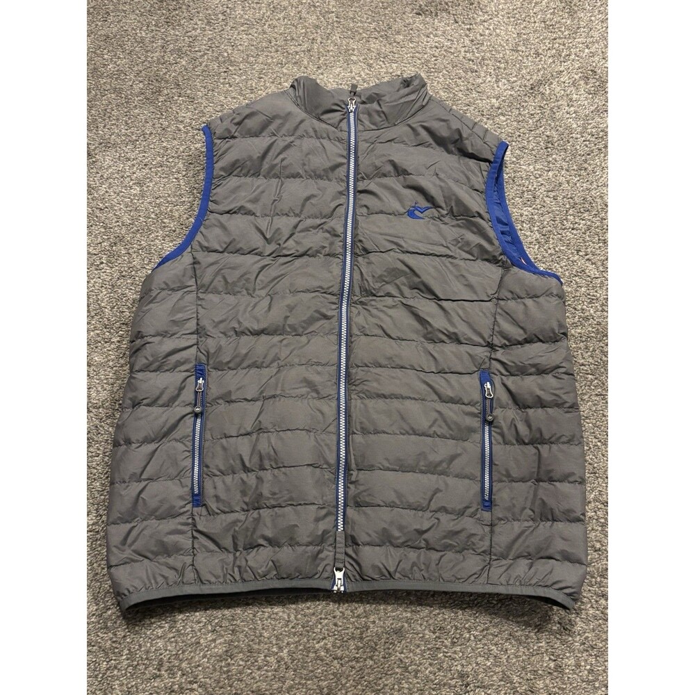 Peter Millar Vest Mens Large Golf Crown Elite Light Puffer Full Zip Gray
